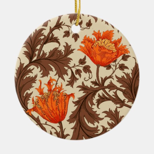 William Morris Anemone, Beige, Brown & Rust Sinaas Keramisch Ornament (Voorkant)