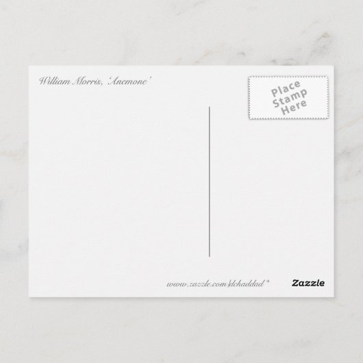 William Morris "Anemone" Briefkaart (Achterkant)