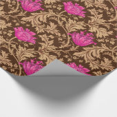 William Morris Anemone, Brown and Fuchsia Pink Cadeaupapier (Hoek)
