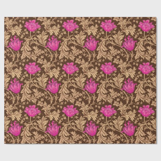William Morris Anemone, Brown and Fuchsia Pink Cadeaupapier (Vlak)