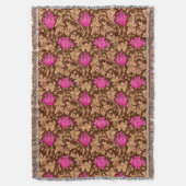 William Morris Anemone, Brown and Fuchsia Pink Deken (Voorkant Verticaal)