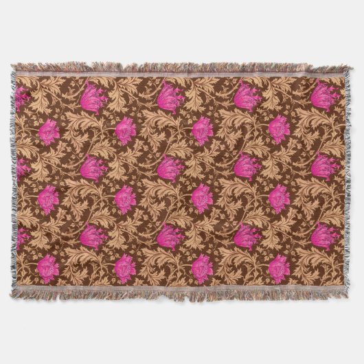 William Morris Anemone, Brown and Fuchsia Pink Deken (Voorkant)