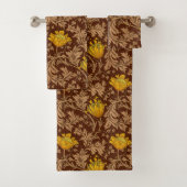 William Morris Anemone, Brown en Mustard Gold Bad Handdoek (Insitu)