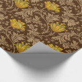 William Morris Anemone, Brown en Mustard Gold Cadeaupapier (Hoek)