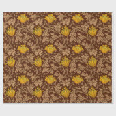 William Morris Anemone, Brown en Mustard Gold Cadeaupapier (Vlak)