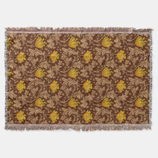 William Morris Anemone, Brown en Mustard Gold Deken (Voorkant)