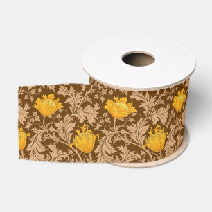 William Morris Anemone, Brown en Mustard Gold Grosgrain Lint
