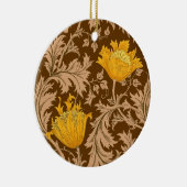 William Morris Anemone, Brown en Mustard Gold Keramisch Ornament (Rechts)
