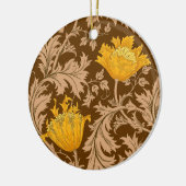 William Morris Anemone, Brown en Mustard Gold Keramisch Ornament (Links)