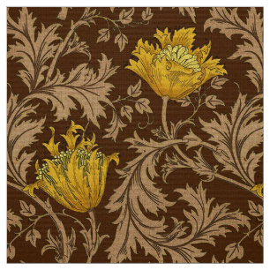 William Morris Anemone, Brown en Mustard Gold Stof