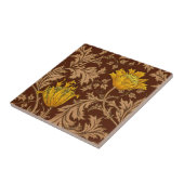 William Morris Anemone, Brown en Mustard Gold Tegeltje (Zijkant)