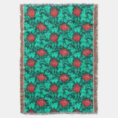 William Morris Anemone, Deep Red en Turquoise Deken (Voorkant Verticaal)