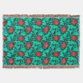 William Morris Anemone, Deep Red en Turquoise Deken (Voorkant)