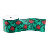 William Morris Anemone, Deep Red en Turquoise Grosgrain Lint (Spoel)