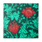 William Morris Anemone, Deep Red en Turquoise Tegeltje (Voorkant)