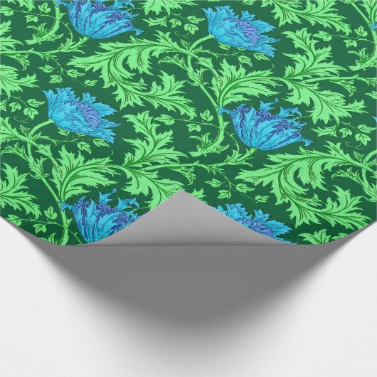 William Morris Anemone, Emerald Green en Blue Cadeaupapier (Hoek)