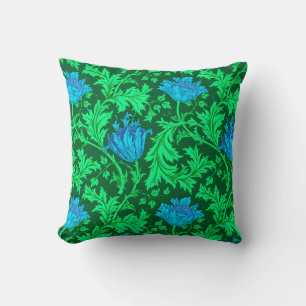 William Morris Anemone, Emerald Green en Blue Kussen
