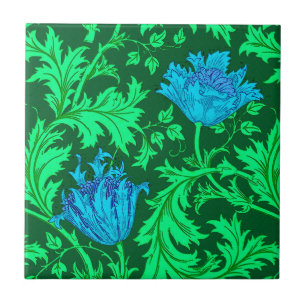 William Morris Anemone, Emerald Green en Blue Tegeltje