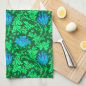 William Morris Anemone, Emerald Green en Blue Theedoek (Quarter Fold)