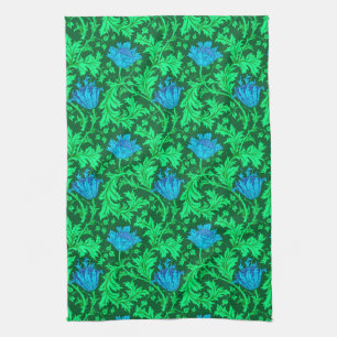 William Morris Anemone, Emerald Green en Blue Theedoek