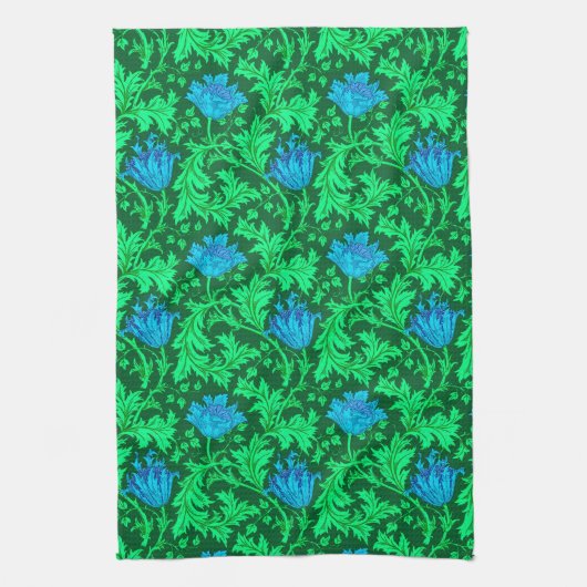 William Morris Anemone, Emerald Green en Blue Theedoek (Verticaal)