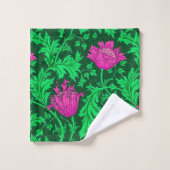 William Morris Anemone, Emerald Green en Fuchsia Bad Handdoek (Wasdoekje)