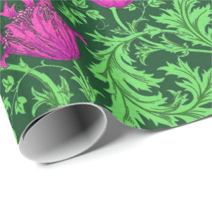 William Morris Anemone, Emerald Green en Fuchsia Cadeaupapier