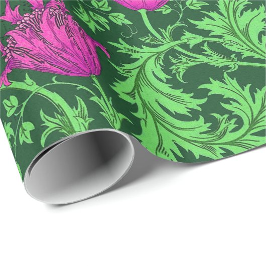 William Morris Anemone, Emerald Green en Fuchsia Cadeaupapier (Rol Hoek)