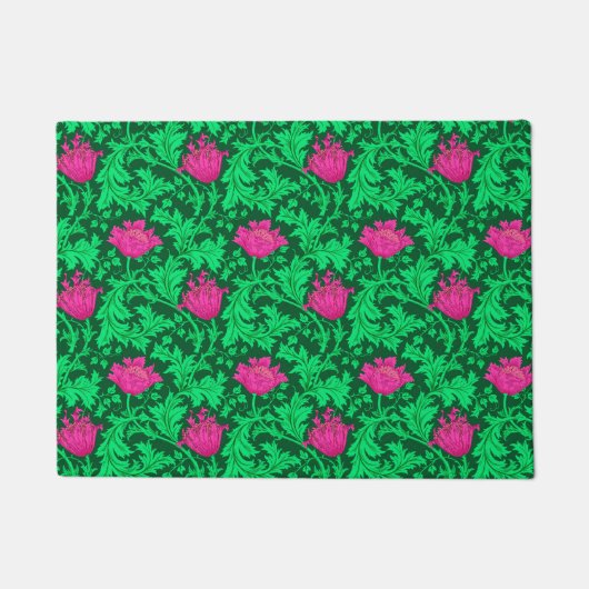 William Morris Anemone, Emerald Green en Fuchsia Deurmat (Voorkant)