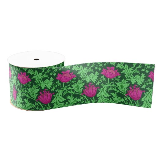 William Morris Anemone, Emerald Green en Fuchsia Grosgrain Lint (Spoel)