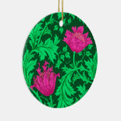 William Morris Anemone, Emerald Green en Fuchsia Keramisch Ornament (Rechts)