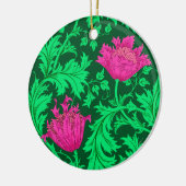William Morris Anemone, Emerald Green en Fuchsia Keramisch Ornament (Links)