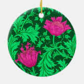 William Morris Anemone, Emerald Green en Fuchsia Keramisch Ornament (Achterkant)