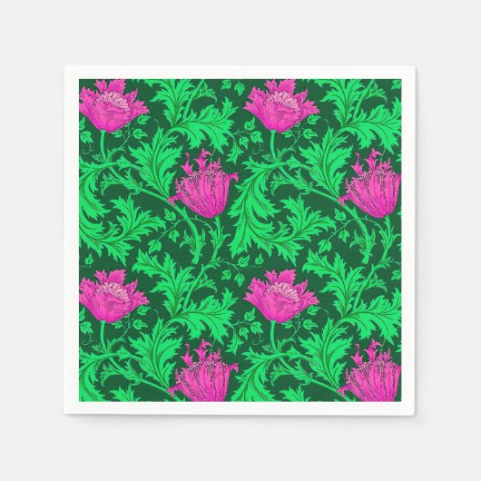 William Morris Anemone, Emerald Green en Fuchsia Servet (Voorkant)