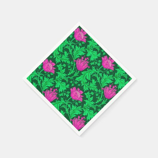 William Morris Anemone, Emerald Green en Fuchsia Servet (Hoek)