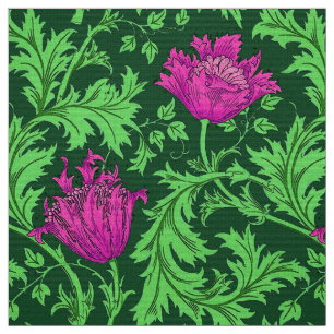 William Morris Anemone, Emerald Green en Fuchsia Stof