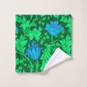 William Morris Anemone, Emerald Green & Turquoise Bad Handdoek (Wasdoekje)