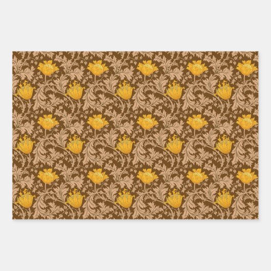 William Morris Anemone, Gold, Red en Green Inpakpapier Vel (Voorkant)