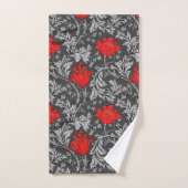 William Morris Anemone, Grey/Grey en Red Bad Handdoek (Handdoek)