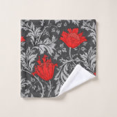 William Morris Anemone, Grey/Grey en Red Bad Handdoek (Wasdoekje)
