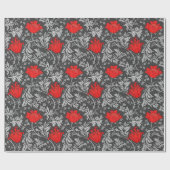 William Morris Anemone, Grey/Grey en Red Cadeaupapier (Vlak)