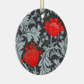 William Morris Anemone, Grey/Grey en Red Keramisch Ornament (Rechts)