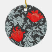 William Morris Anemone, Grey/Grey en Red Keramisch Ornament (Voorkant)