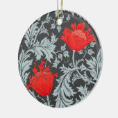 William Morris Anemone, Grey/Grey en Red Keramisch Ornament (Links)