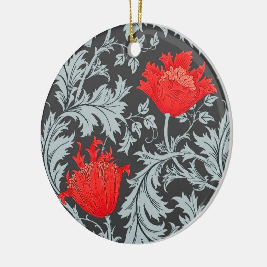 William Morris Anemone, Grey/Grey en Red Keramisch Ornament (Links)