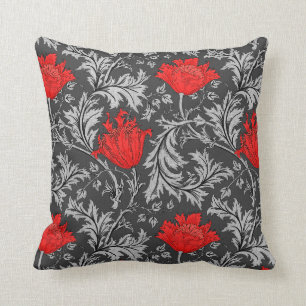 William Morris Anemone, Grey/Grey en Red Kussen