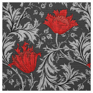 William Morris Anemone, Grey/Grey en Red Stof