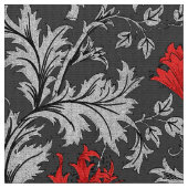 William Morris Anemone, Grey/Grey en Red Stof (Close Up)
