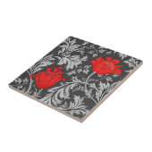 William Morris Anemone, Grey/Grey en Red Tegeltje (Zijkant)