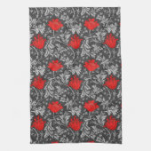 William Morris Anemone, Grey/Grey en Red Theedoek (Verticaal)